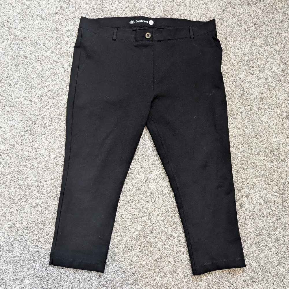 💘 Betabrand Crop Skinny Leg Black Yoga Dress Pants - Picture 3 of 6
